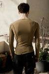 BASERANGE Long Sleeve T-Shirt TTML Collection Ribbed Cotton Portugal BAS-TTML-RB-AU24-FCZ Emerald Brown